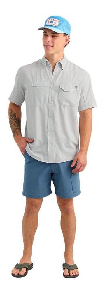 Marolina HUK Tide Point Short Sleeve Button Down Shirt Seagull L view 8
