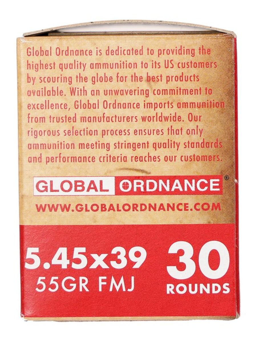 Global Ordnance Rifle Ammunition 5.45x39mm 55gr FMJ 2854 fps 30/ct view 3