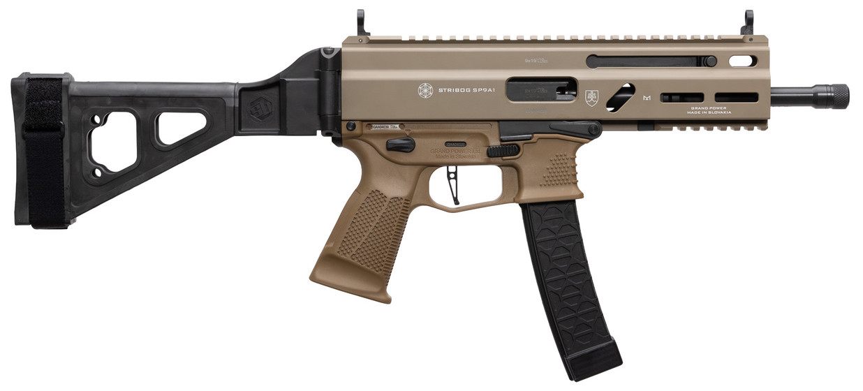 Grand Power Stribog SP9A1 9MM Pistol 8in Barrel Thread Pattern MAG W/ Brace view 2