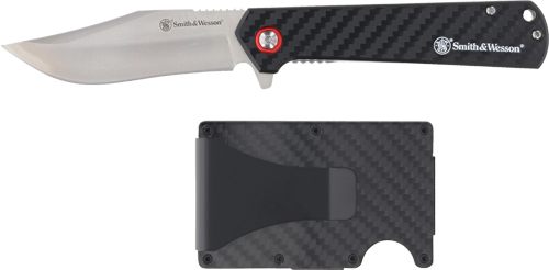 Smith Wesson Folding Knife and Wallet Combo 3/10in Clip Point Blade Black view 4