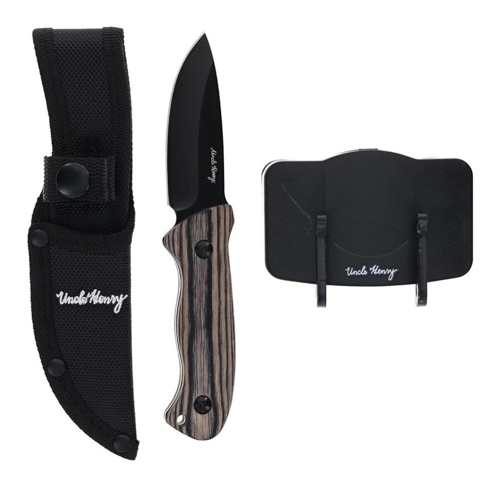 Uncle Henry Fixed Blade Knife 3in Drop Point Pakkawood with Headlamp