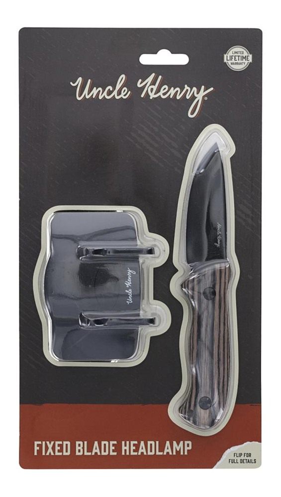 Uncle Henry Fixed Blade Knife 3in Drop Point Pakkawood with Headlamp view 4