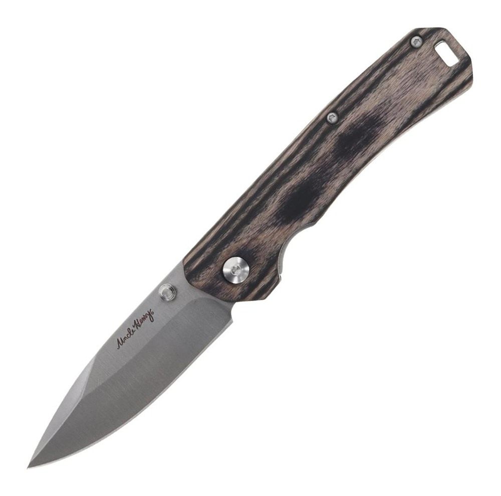 Uncle Henry Folding Knife 3in Drop Point Blade Brown Pakka Wood