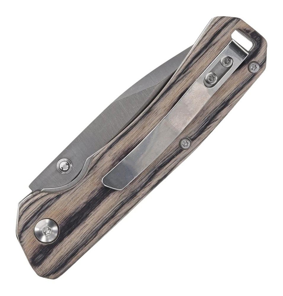 Uncle Henry Folding Knife 3in Drop Point Blade Brown Pakka Wood view 3