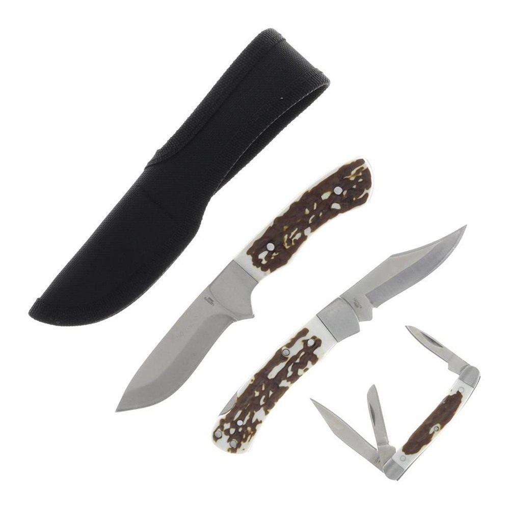 Uncle Henry Knife Combo with Tin 1 Fixed 2 Folding Knives view 2
