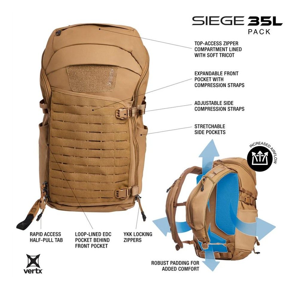 Fechheimer Vertx Siege 35L Tactical Backpack Black