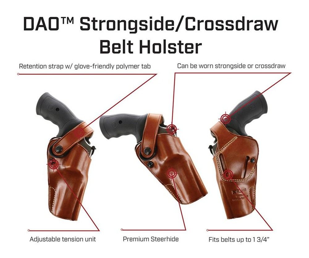Galco International DAO368 Strongside/Crossdraw OWB Tan Steerhide Fits Colt view 2