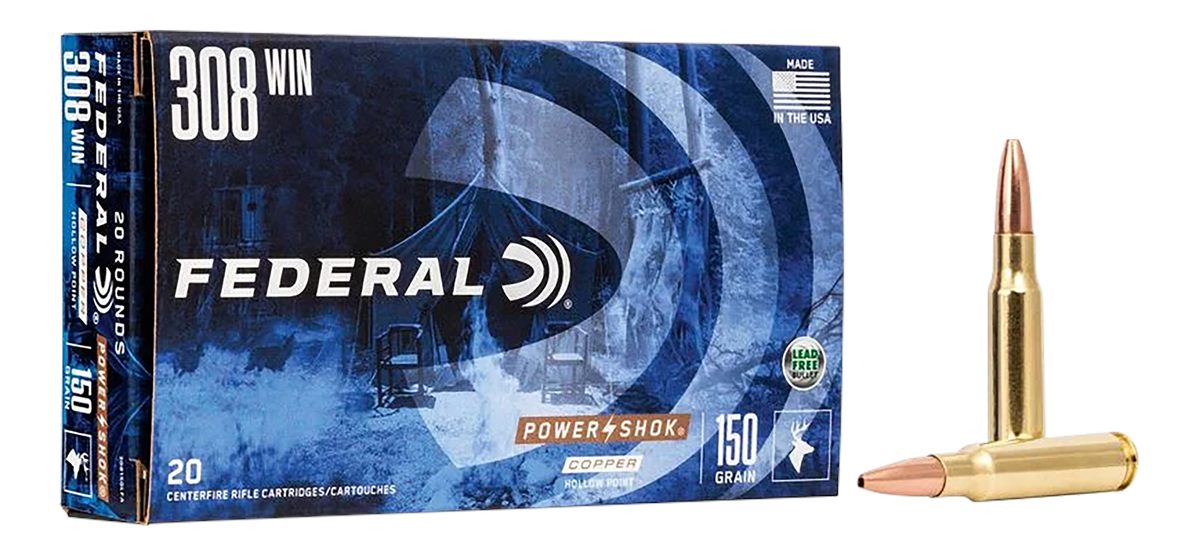 Federal 308150LFA Power-Shok Copper 308 Win 150gr Hollow Point 20 Per Box/1