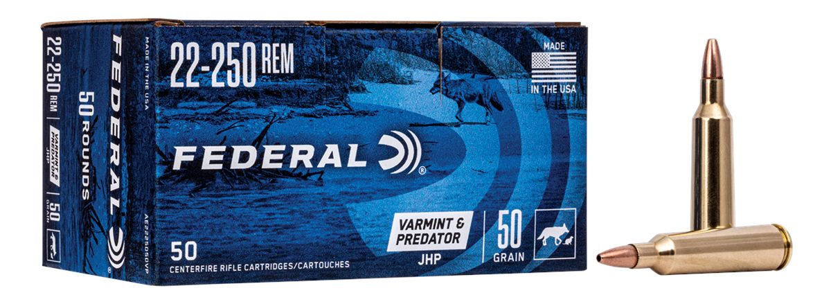 Federal AE2225050VP American Eagle Varmint Predator 22-250 Rem 50gr Jackete