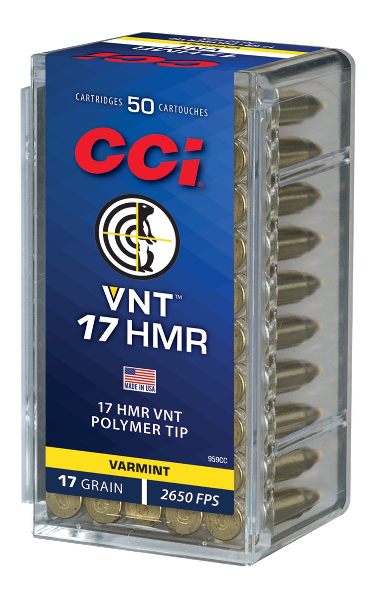 CCI 959CC VNT Rimfire 17HMR 17gr Varmint Tipped 50 Per Box/40 Case