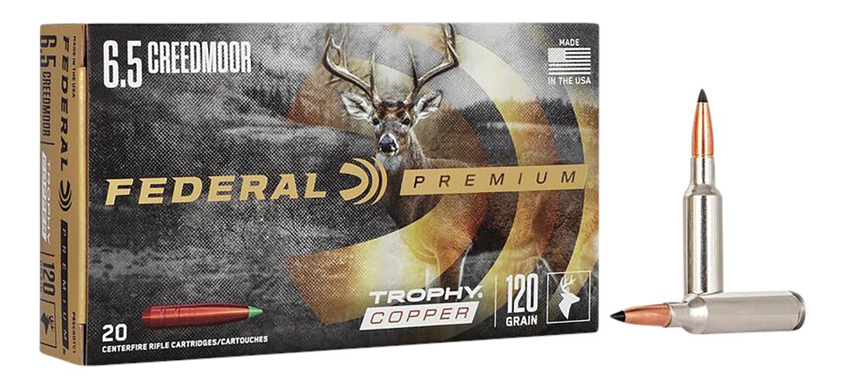 Federal Cartridge P65CRDTC1 Premium 6.5 Creedmoor 120gr Trophy Copper 20 Pe