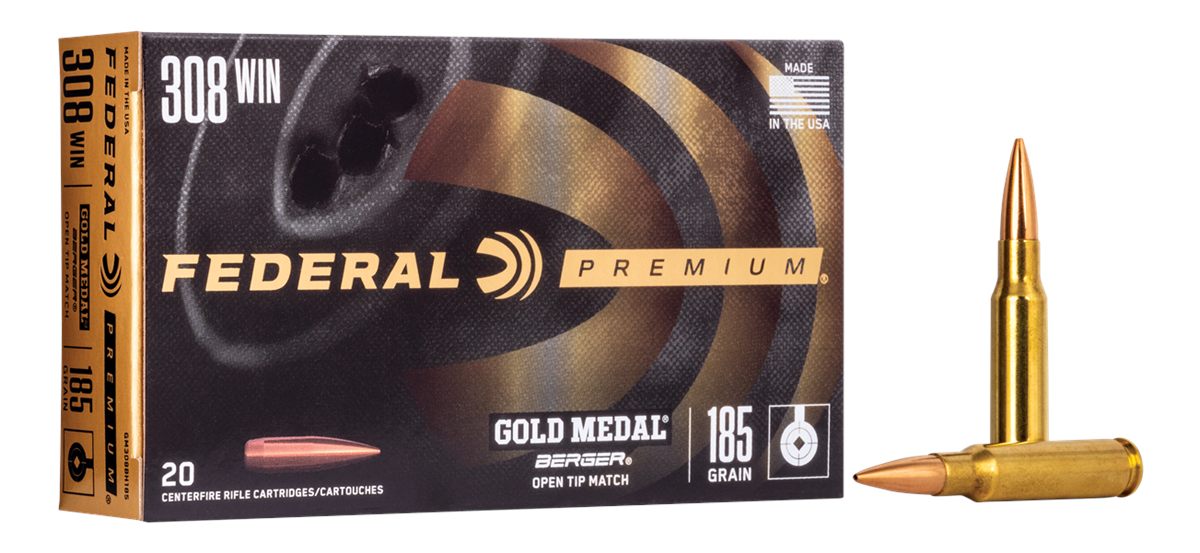 Federal GM308BH185 Premium Gold Medal 308 Win 185gr Berger Jugernaught Open