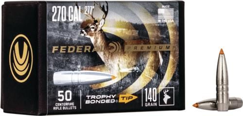 Federal Cartridge .277 Caliber 140GR Trophy Bonded TIP CB Bullet 50RD
