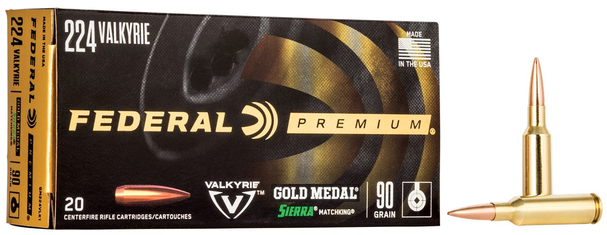 Federal Premium Gold Medal Sierra Matchking Ammunition .224 Valkyrie 90 gr