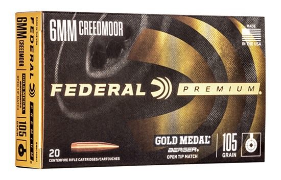 Federal GM65CRDBH1 Premium Gold Medal 6mmCreedmoor 105gr Berger Hybrid Open view 2