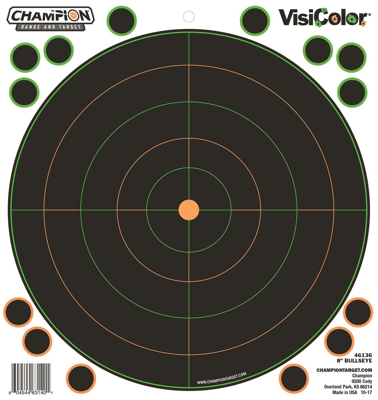 Champion Adhesive VisiColor Targets 8in Bulls-Eye 5/Pk
