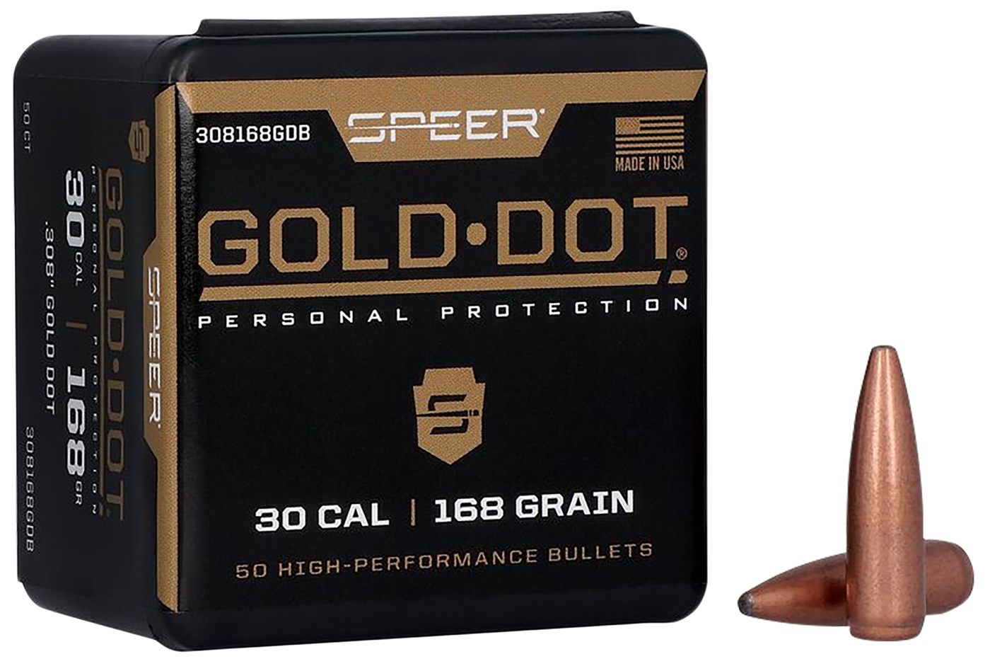Speer 308168GD Gold Dot 30 Cal 168gr Soft Point 50 Per Box/20 Case