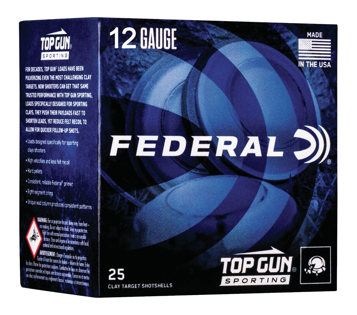 Federal Top Gun Sporting Shotshells 12 ga 2-3/4in 1 oz 1250 fps 7.5 25/ct