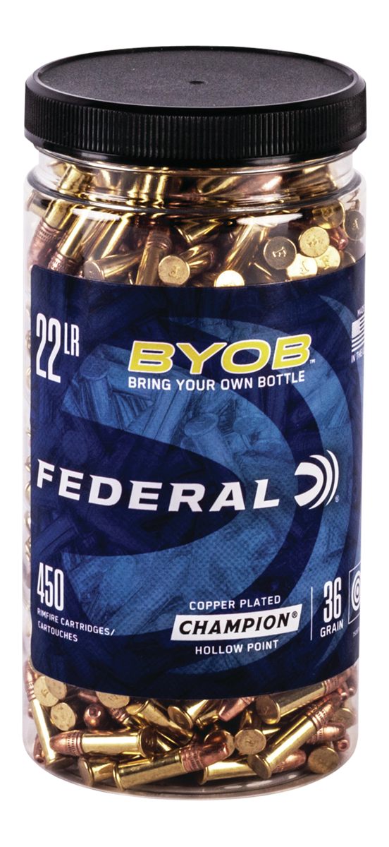 Federal 750BTL450 Champion Training BYOB 22LR 36gr Copper Plated Hollow Point 450 Per Box/8 Case