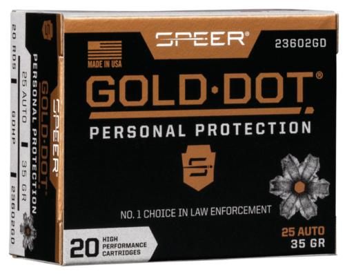 Speer 23602GD Gold Dot Personal Protection 25ACP 35gr Hollow Point 20 Box/1 view 2