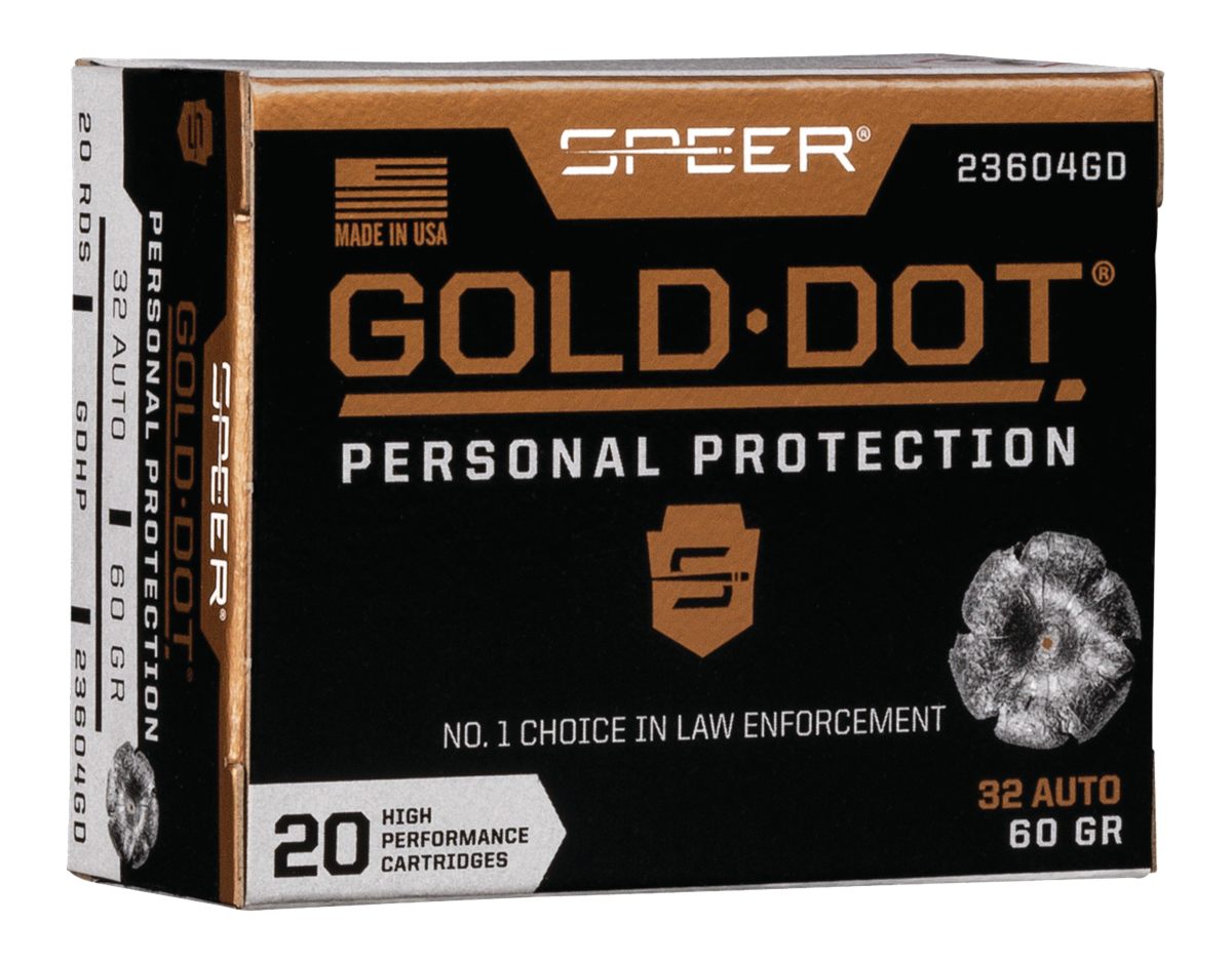 Speer Ammunition 23604GD Gold Dot Personal Protection 32ACP 60gr Hollow Poi