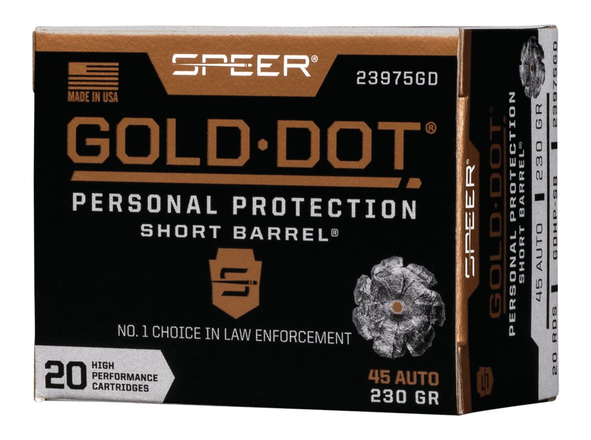 Speer 23975GD Gold Dot Personal Protection Short Barrel 45ACP 230gr Hollow