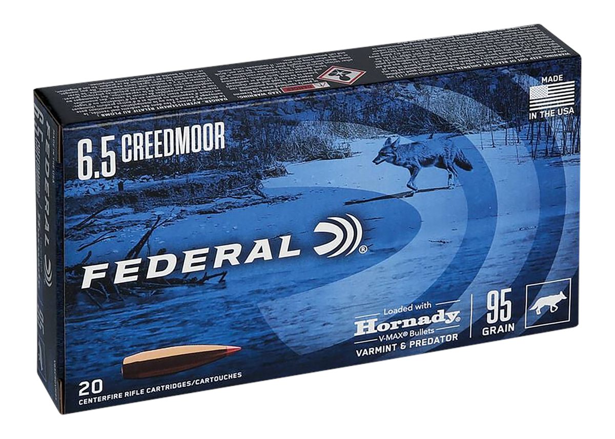 Federal V65CRDVM95 Varmint Predator 6.5 Creedmoor 95gr Hornady V-Max 20 Per