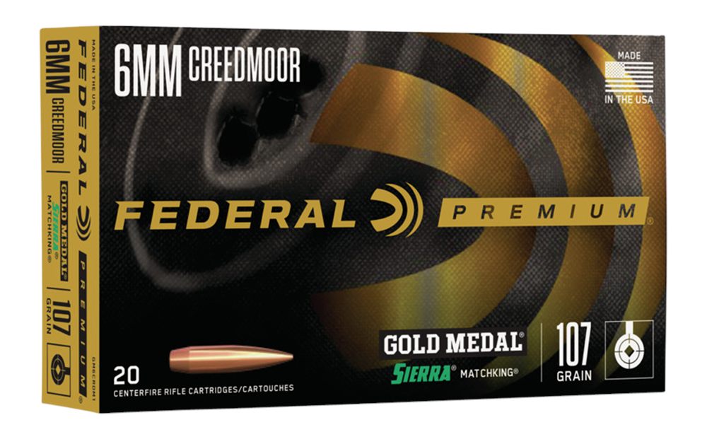 Federal Premium Gold Medal Sierra Matchking Ammunition 6mm Creedmoor 107 gr