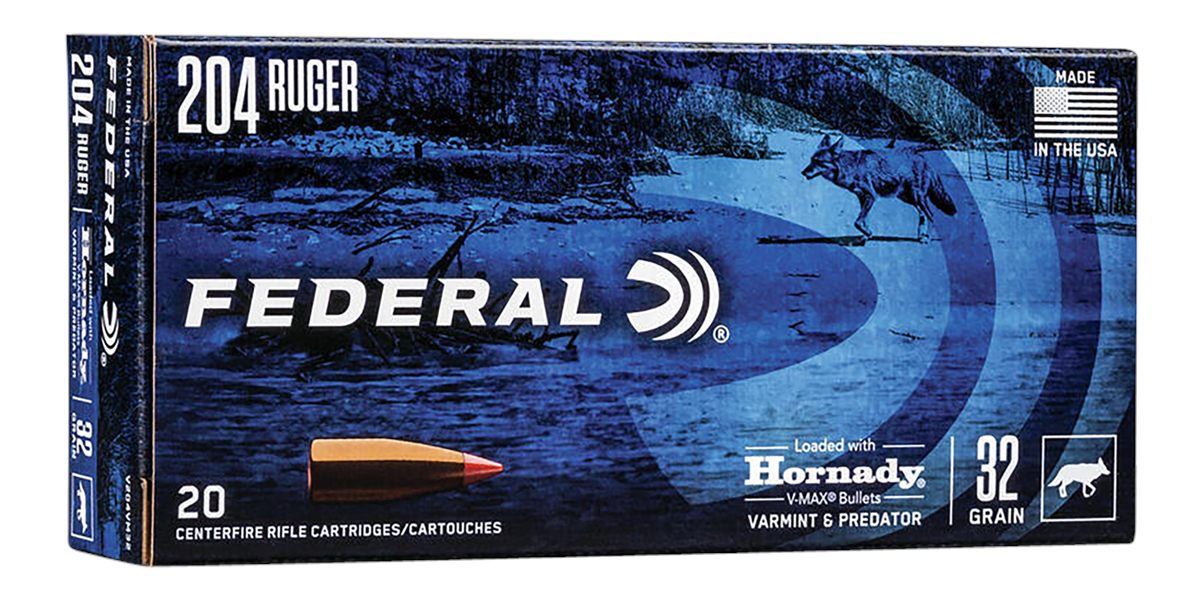 Federal V204VM32 Varmint Predator 204 Ruger 32gr Hornady V-Max 20 Per Box/1