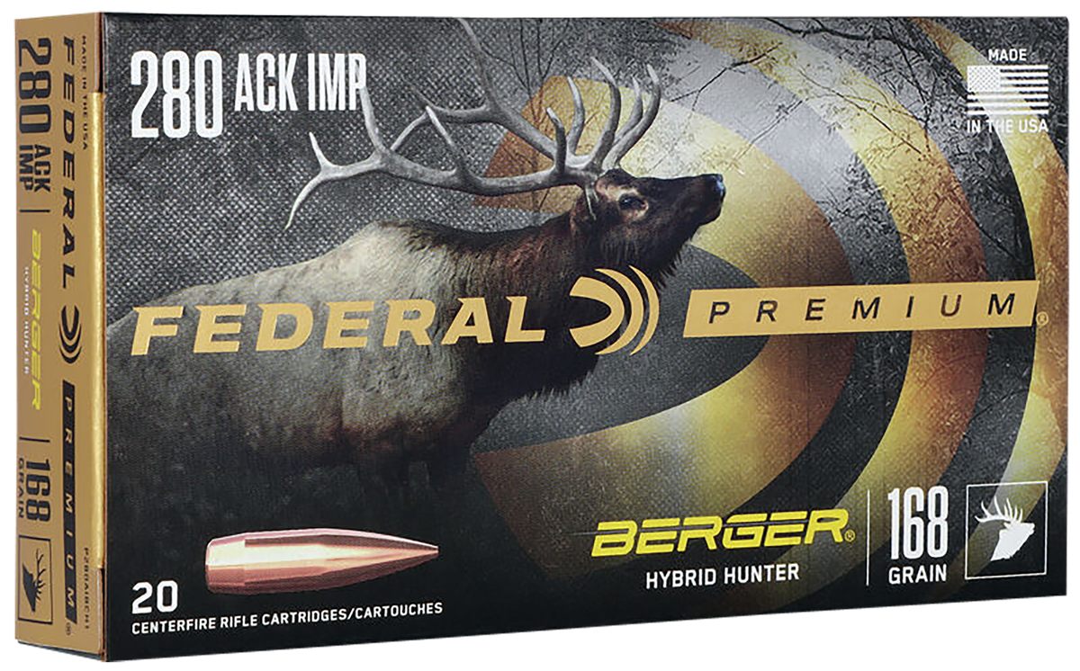 Federal Classic Hunter Berger Hybrid Rifle Ammunition.280 Ackley Improved 1