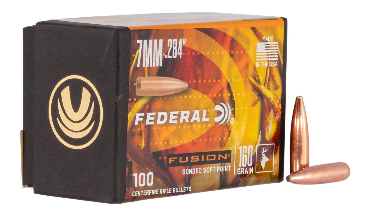 Federal FB284F3 Fusion Component 7mm .284 160 gr Soft Point 100 Per Box/ 4