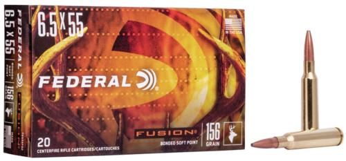 Federal Fusion Rifle Ammuniton 6.5x55 Swedish Mauser 156gr SP 2500 fps 20/c