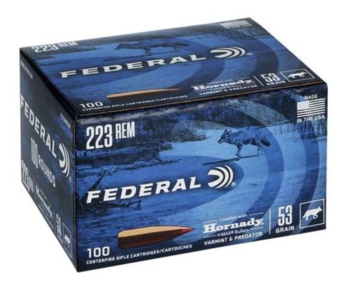 Federal Cartridge Varmint Predator Rifle Ammunition .223 Rem 53 gr FMJ 3400