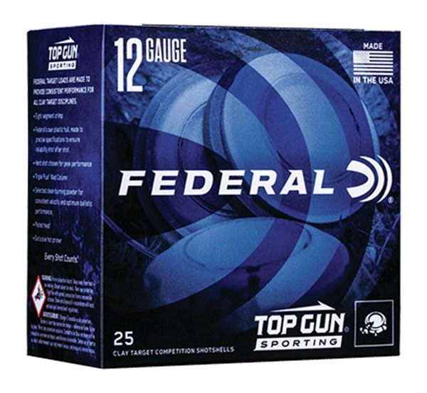Federal Top Gun Sporting Shotshells 12 ga 2-3/4in 1oz 1300 fps 8 25/ct view 2
