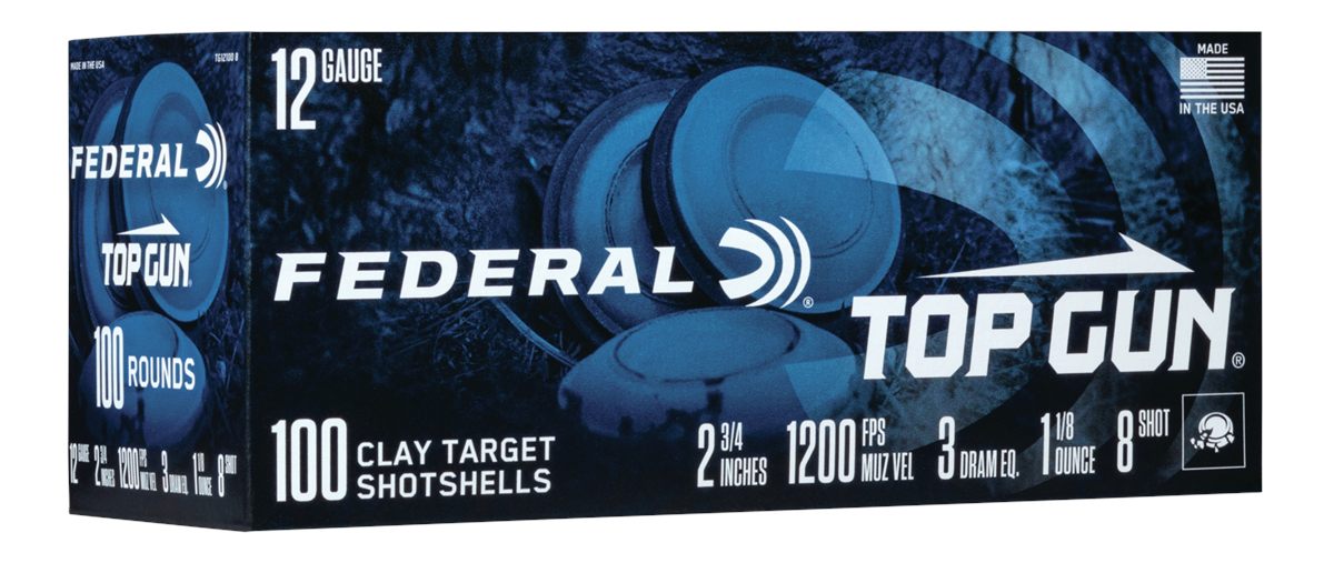 Federal Cartridge TG121008 Top Gun 12 Gauge 2.75in 1 1/8oz 8 Shot 100 Per B