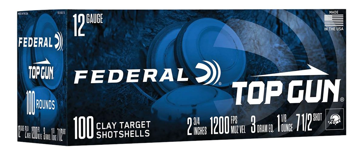 Federal TG1210075 Top Gun 12 Gauge 2.75in 1 1/8oz 7.5 Shot 100 Per Box/2 Ca