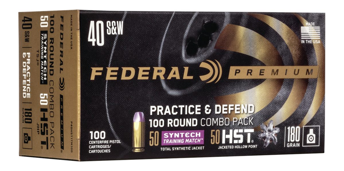 Federal Ammo P40HST1TM100 Premium Practice Defend 40S W 180gr HST JHP/Synte