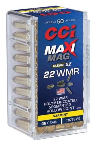 CCI 972CC Maxi-Mag Rimfire 22 WMR 46 gr Segmented Hollow Point 50 Per Box/