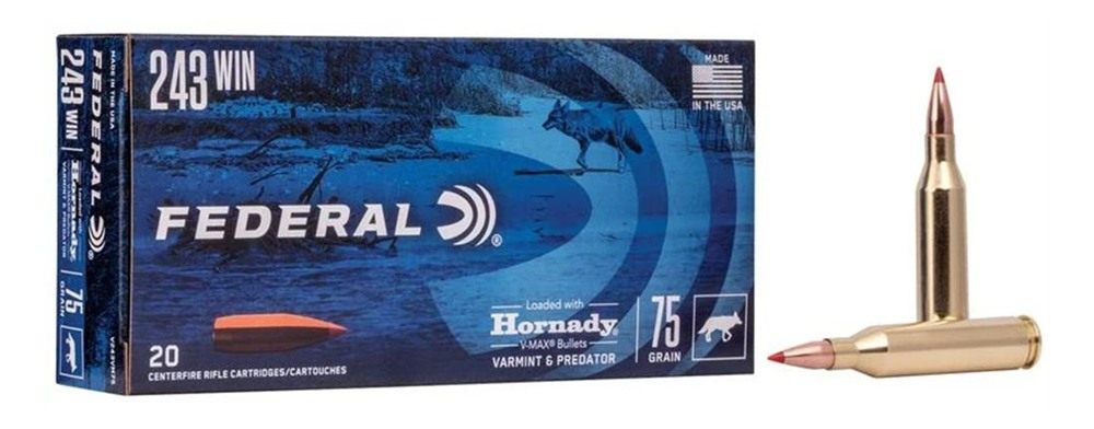 Federal V243VM75 Varmint Predator 243 Win 75gr Hornady V-Max 20 Per Box/10 view 2