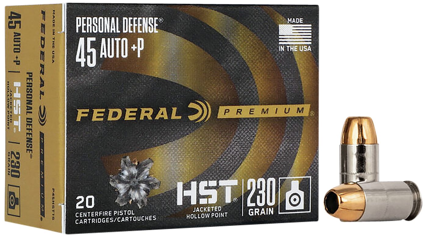 Federal Cartridge P45HST1S Premium Personal Defense 45ACP+P 230gr HST Jacke