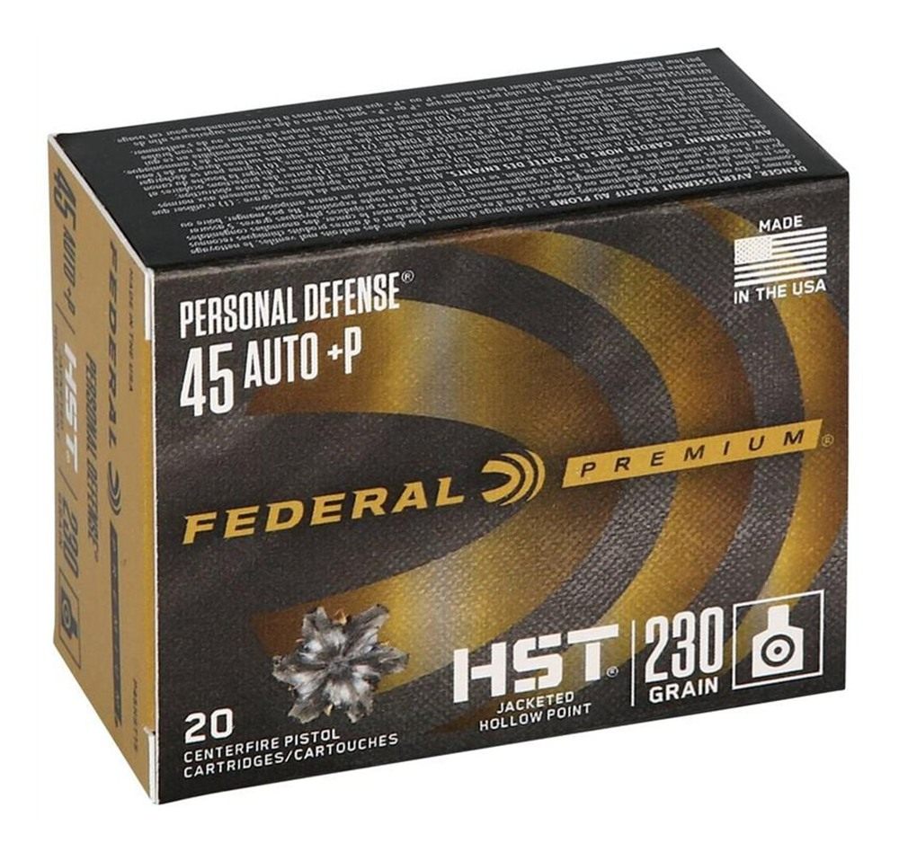 Federal Cartridge P45HST1S Premium Personal Defense 45ACP+P 230gr HST Jacke view 2