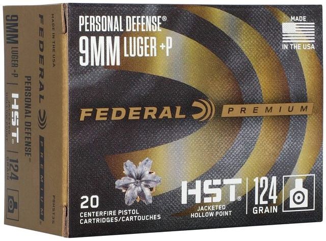 Federal P9HST3S Premium Personal Defense 9mmLuger+P 124gr HST Jacketed Holl view 2