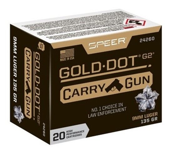 Speer Gold Dot G2 Carry Gun Handgun Ammunition 9mm Luger 135gr HP 20/ct