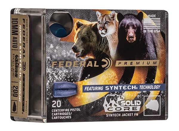Federal P10SHC1 Premium 10mmAuto 200gr Solid Core Synthetic Flat Nose 20 Pe view 3