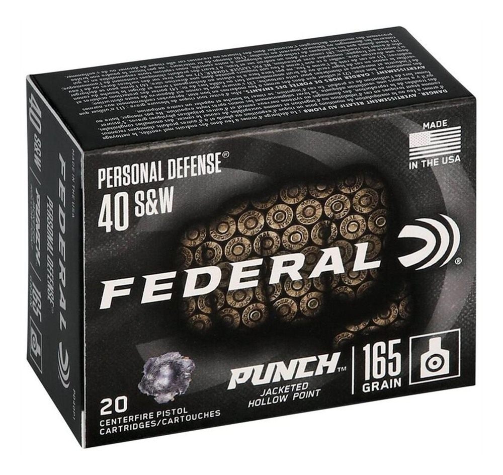 Federal PD40P1 Punch Personal Defense 40S W 165gr Jacketed Hollow Point 20