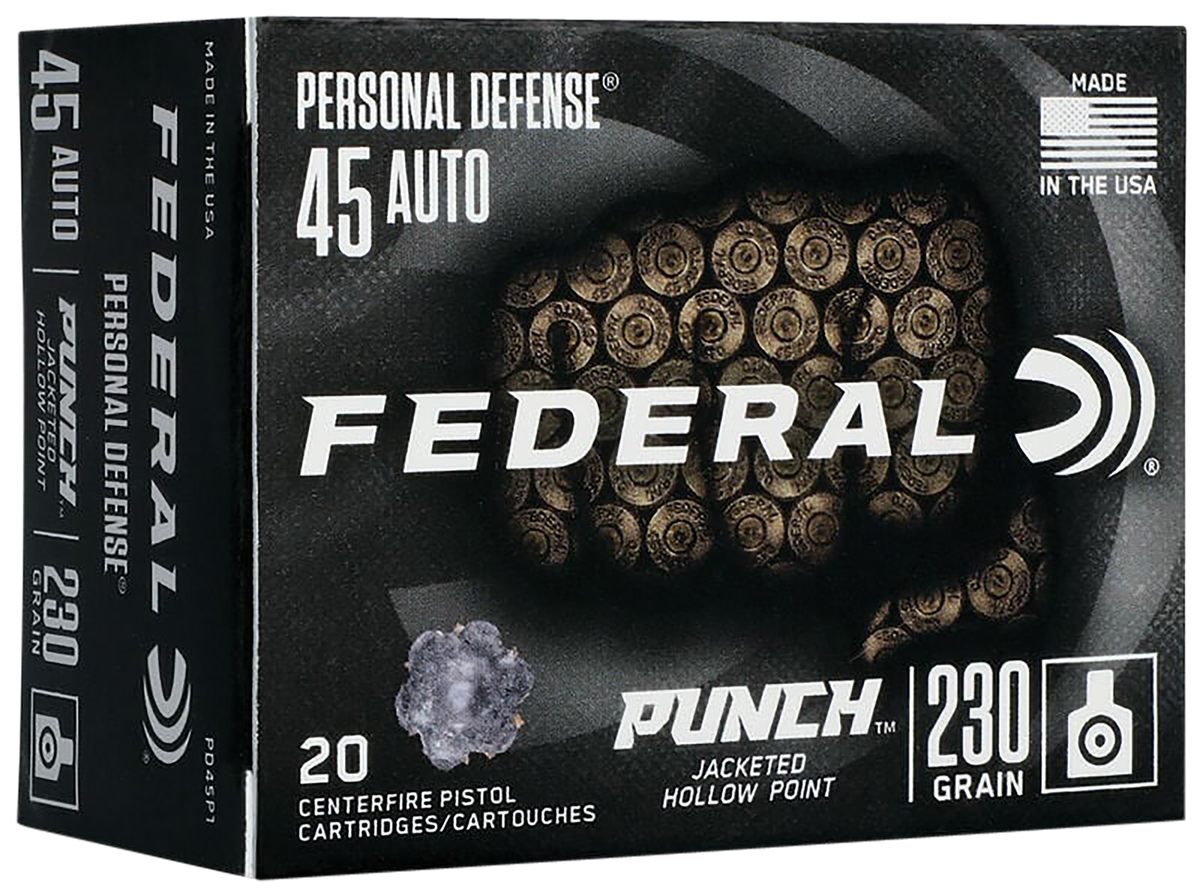 Federal PD45P1 Punch Personal Defense 45ACP 230gr Jacketed Hollow Point 20