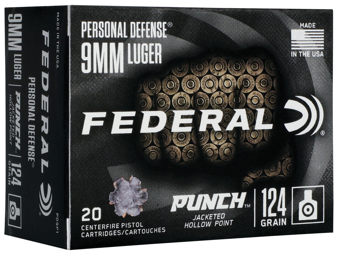 Federal PD9P1 Punch Personal Defense 9mmLuger 124gr Jacketed Hollow Point 2