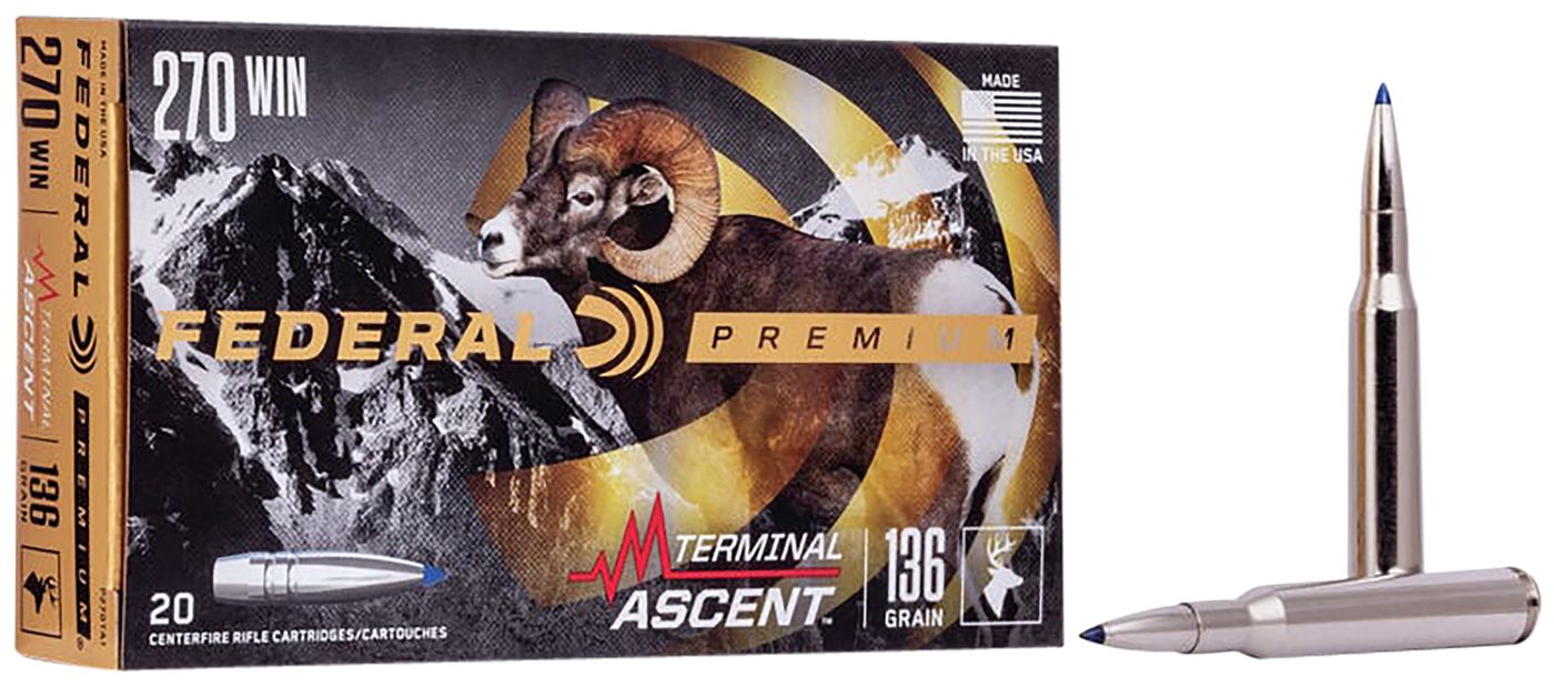 Federal Cartridge Terminal Ascent Rifle Ammunition .270 Win 136 gr 3000 fps