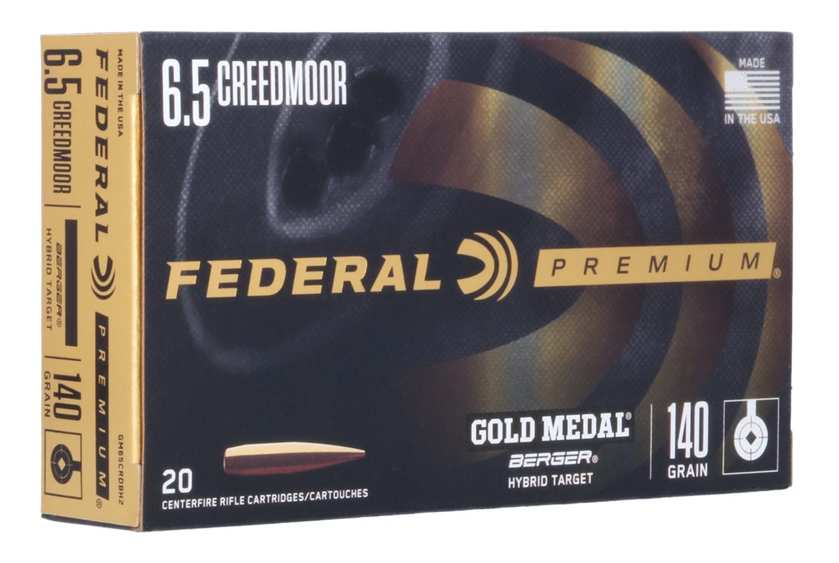 Federal GM65CRDBH2 Premium Gold Medal 6.5 Creedmoor 140gr Berger Hybrid Tar