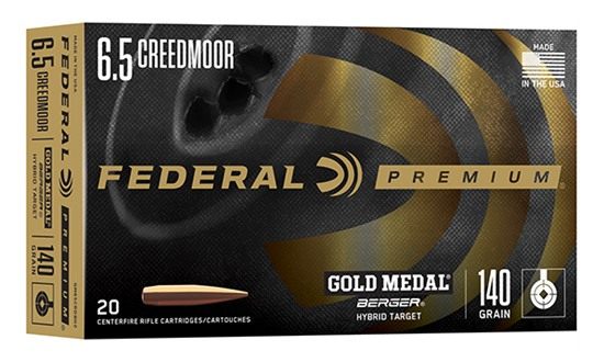 Federal GM65CRDBH2 Premium Gold Medal 6.5 Creedmoor 140gr Berger Hybrid Tar view 2